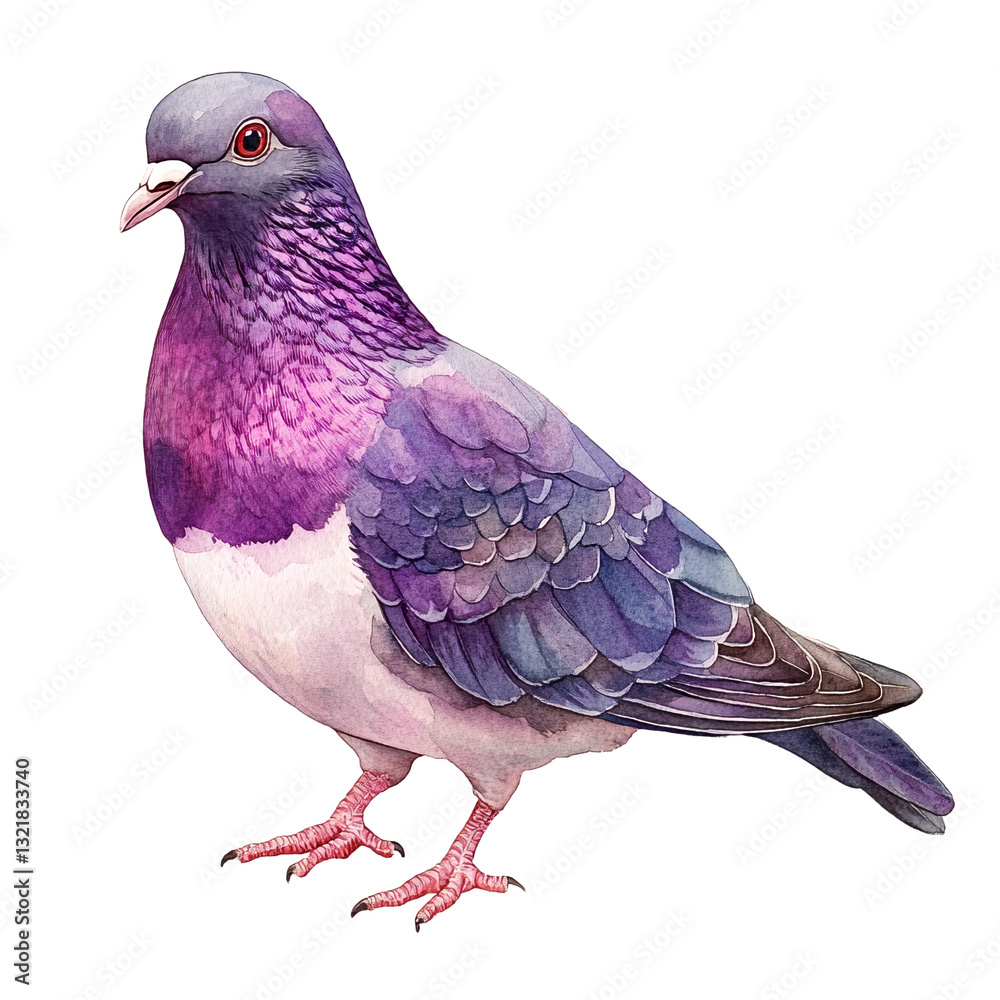 Naklejka premium A Watercolor Painting of a Pigeon.