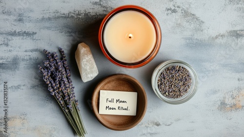 Lunar Wellness Sanctuary Mindful Self-Care Ritual with Selenite, Lavender, and Candlelight - Holistic Astrology Lifestyle Content for Spiritual Entrepreneurs photo