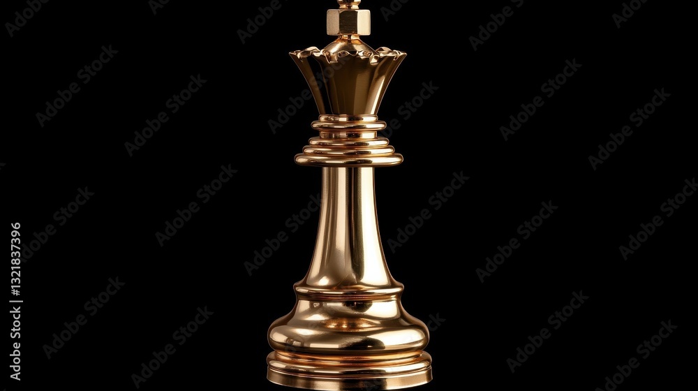 A single gold king chess piece appears against a black background A single gold king chess piece appears against a black background