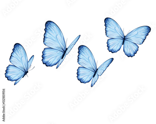 blue butterfly hand drawn design flock of butterfly