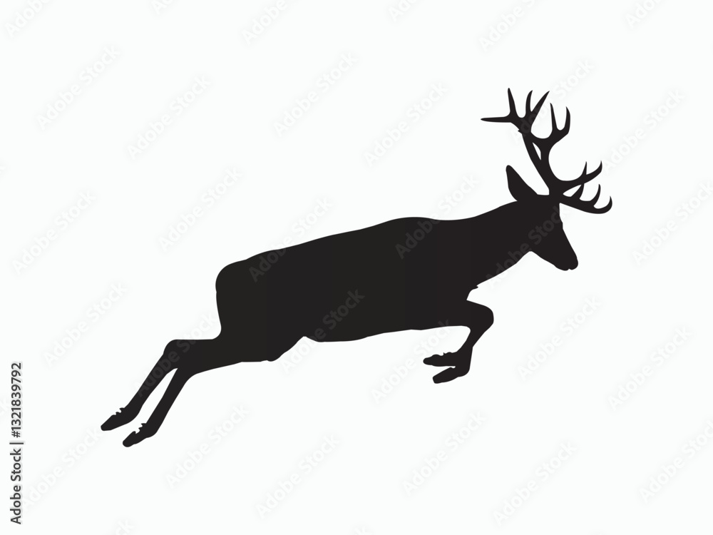 Obraz premium running deer silhouette vector art