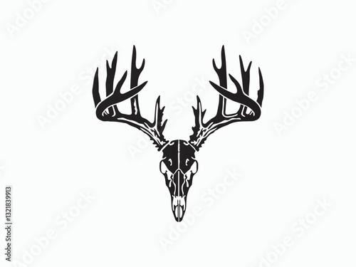 deer head skull silhouette vector art