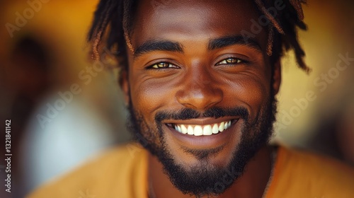 Portrait of a Smiling Man with Dreadlocks