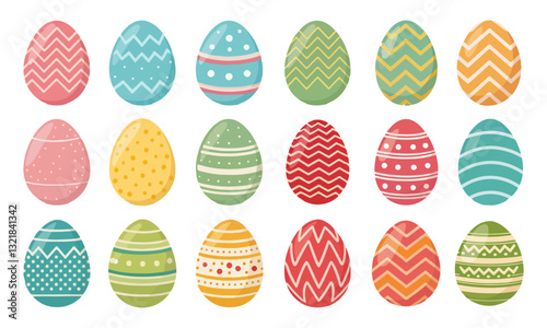 Set of easter eggs flat design on transparent background