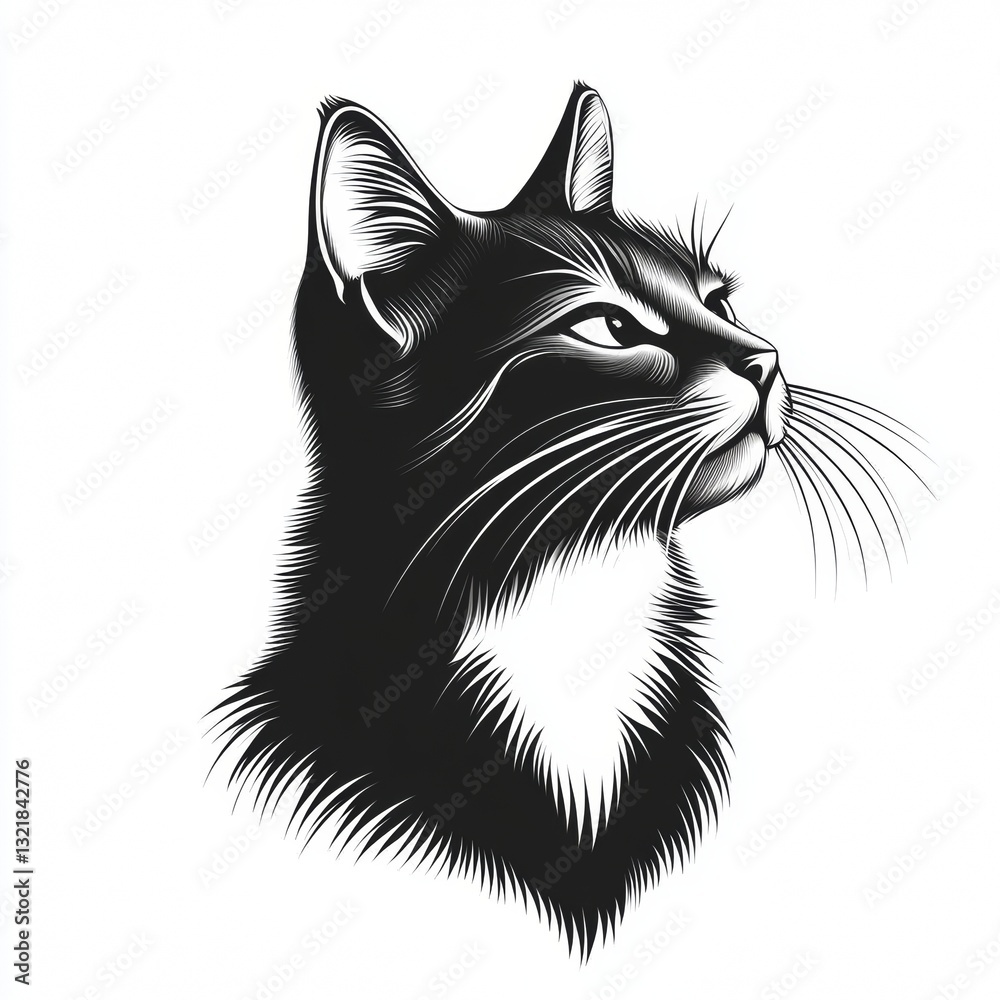 Obraz premium cat felidae white vertebrate felinae facial expression monochrome photography whiskers black snout