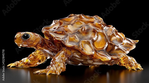 Unique Amber Turtle Sculpture with Intricate Detail and Design