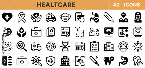 "Healthcare Icons Bundle - Medical, Doctor, Ambulance, Health, Prescription, Hospital, Nurse, Virus, Medical Equipment, Health Care"