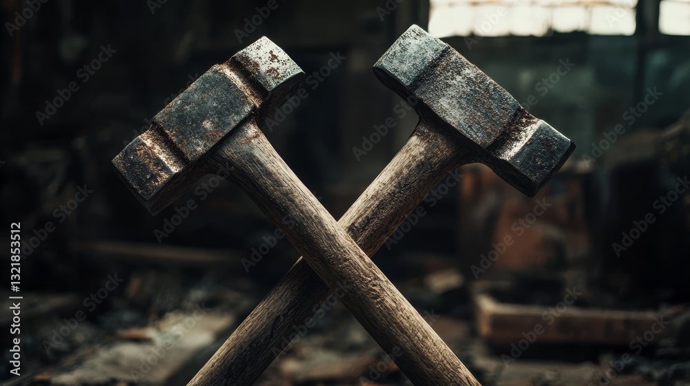 Two crossed hammers Two crossed hammers