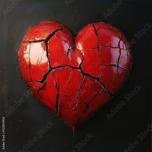 A broken red heart