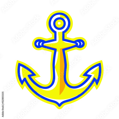 Colorful anchor icon displaying nautical theme, maritime symbol concept