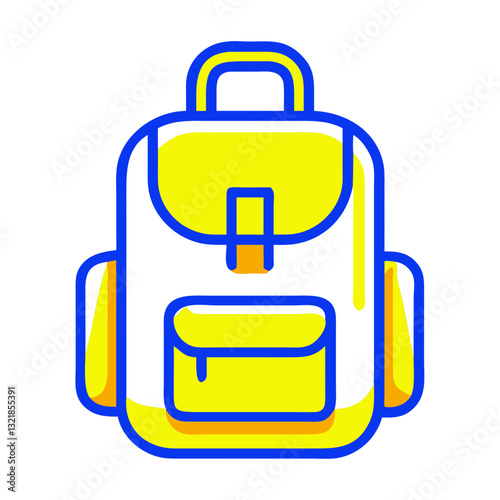 Colorful backpack icon with bright yellow design, travel concept
