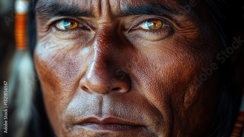 Portrait of an Indigenous Man: A Close-Up Look at Strength and Heritage
