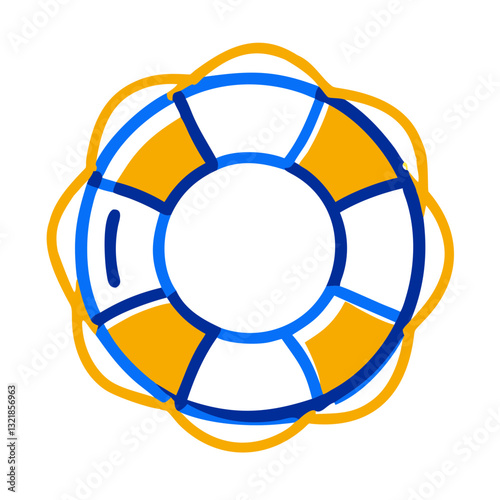 Lifebuoy icon with blue and orange colors, safety and rescue concept