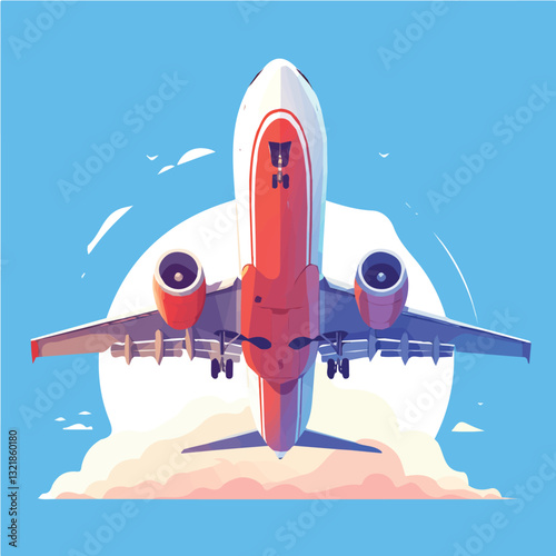 Vector illustration of an airplane in the sky for advertising and motion graphics