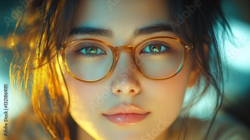 Golden Hour Portrait: A Young Woman with Glasses