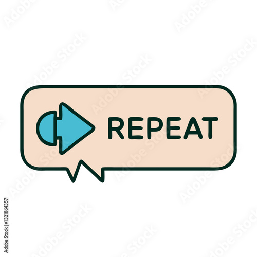 Repeat action icon with arrow, communication concept