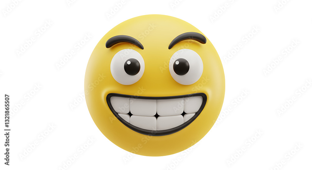 Smiling Yellow Face with White Teeth Isolated on White Background Smiling Yellow Face with White Teeth Isolated on White Background
