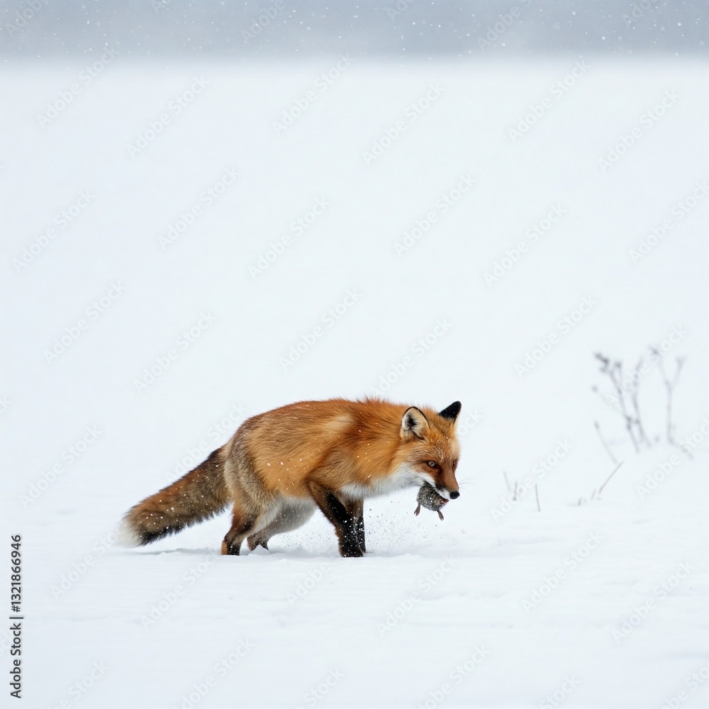 Fototapeta premium red fox in winter wonderland
