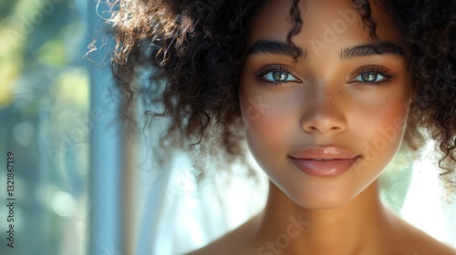 Portrait of a Young Woman with Curly Hair