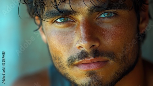 Intense Gaze: A Close-Up Portrait of a Man