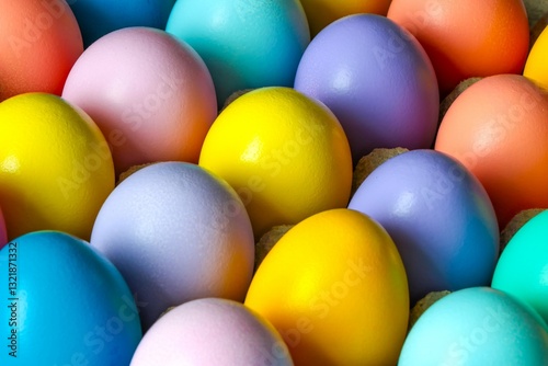 colorful eggs in egg cartons for Easter