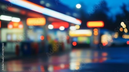 Gas station area blurred background