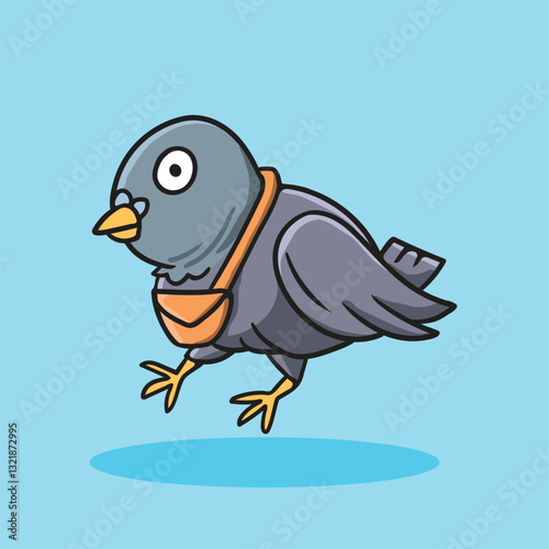 Cute pigeon courier with wide eyes