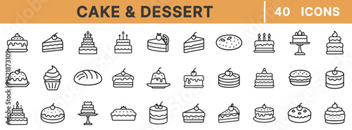 "Cake & Dessert Icons Bundle - Bakery, Pastry, Sweet Treats, Cake, Cupcake, Pie, Bakery Shop, Desserts, Food Design, Sweets"