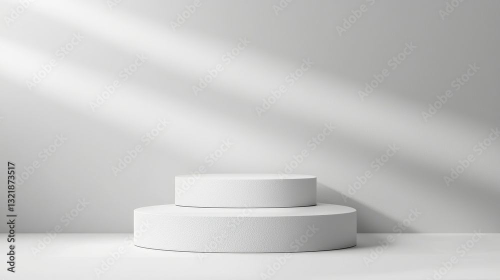 Elegant minimal white podium background for product showcase presentation Elegant minimal white podium background for product showcase presentation