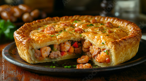 Obraz na płótnie Shrimp and Sausage Pot Pie w salonie