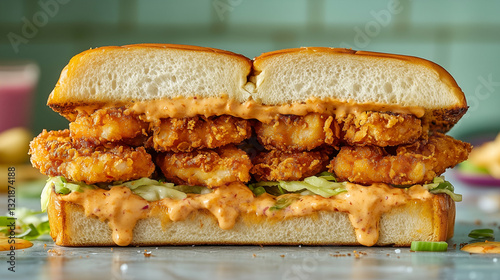 Obraz na płótnie Fried Shrimp Po’ Boy w salonie