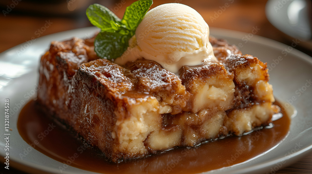Bread Pudding with Ice Cream