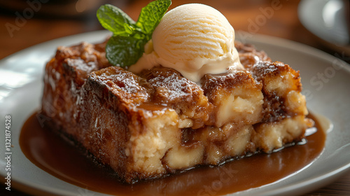 Bread Pudding with Ice Cream