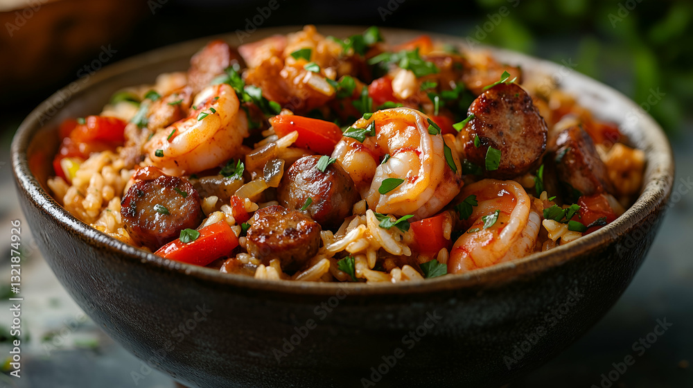 Shrimp and sausage rice dish