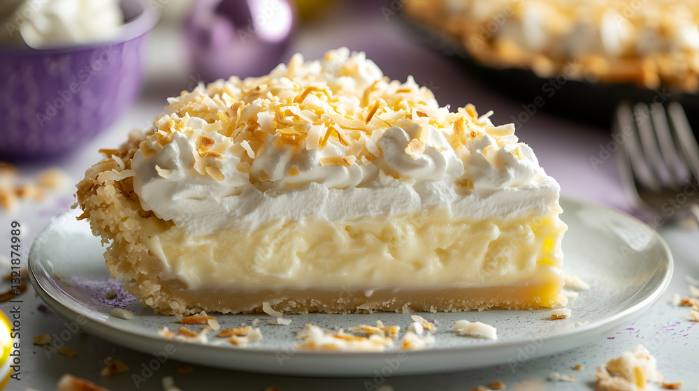 Coconut cream pie slice