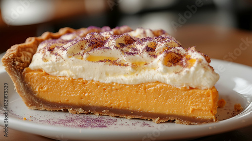Obraz na płótnie Creamy orange custard pie with whipped topping w salonie