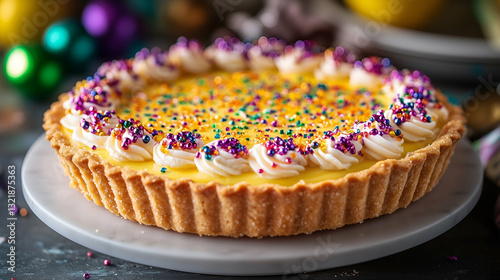 Obraz na płótnie Festive lemon tart with sprinkles w salonie