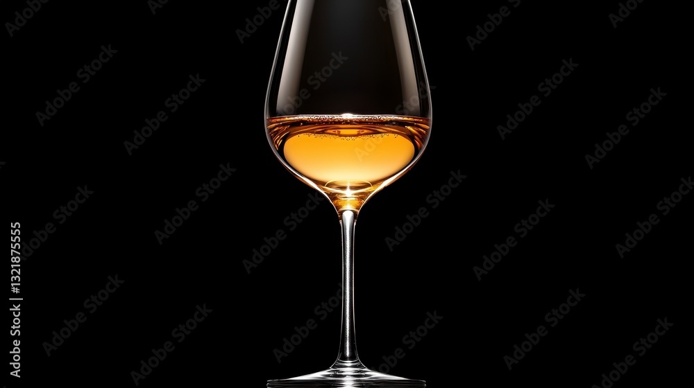 Amber Wine in Elegant Glass on Black Background Amber Wine in Elegant Glass on Black Background