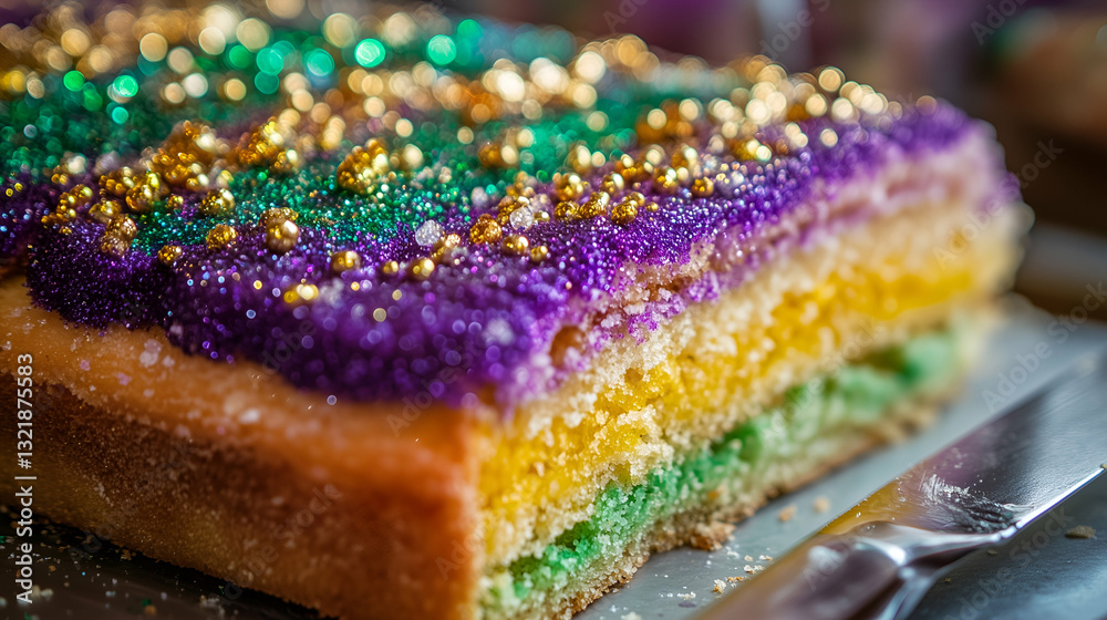 Colorful cake with glitter sprinkles