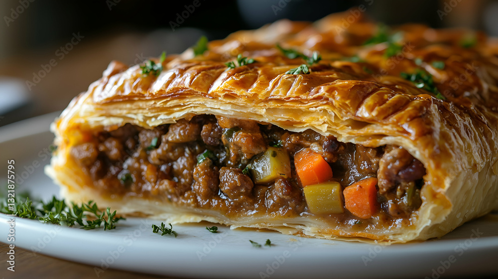 Savory meat pie with vegetables