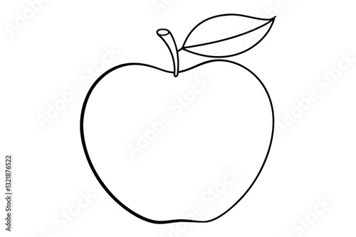 A simple apple with a leaf continuous line drawing