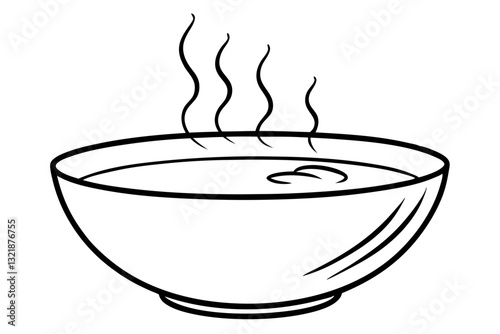 Simple steaming bowl of soup one-line art