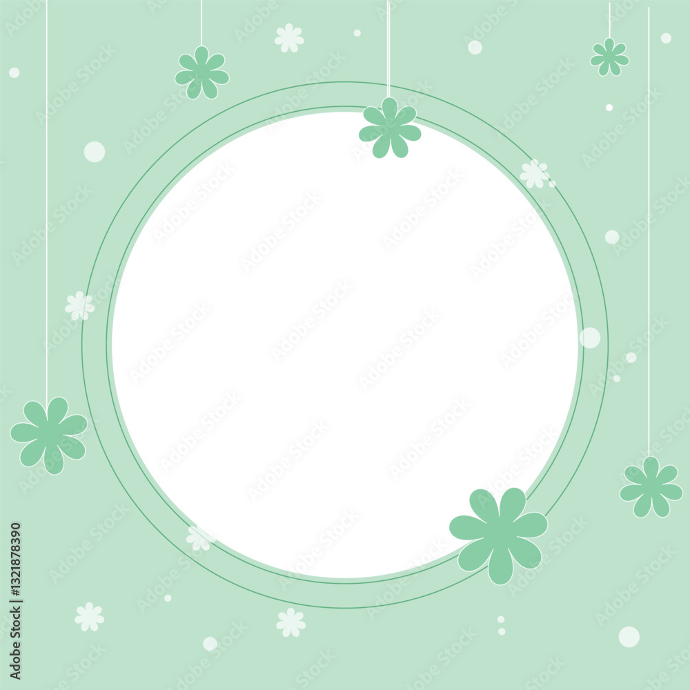spring background for stories green with flowers and a round field for text, gentle background spring background for stories green with flowers and a round field for text, gentle background