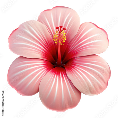 beautiful hibiscus flower with pink petals and yellow stamen, perfect for tropical decor