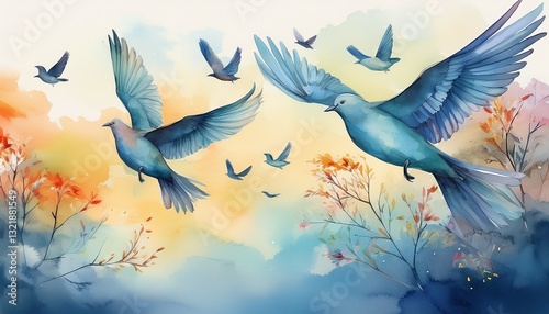 abstract background with birds