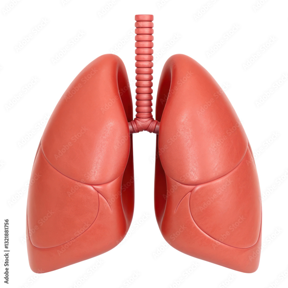 Fototapeta premium 3D lungs icon representing respiratory health and anatomy, isolated on transparency background