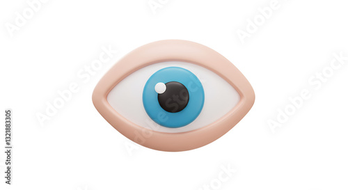Stylized Human Eye Icon with Blue Iris and Clean Design
