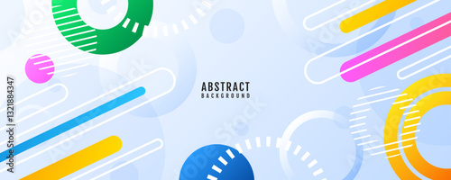 Colorful abstract background overlap layer on bright space with circles lines effect decoration. Modern graphic design element stripes style concept for web banner, flyer, card, or brochure cover