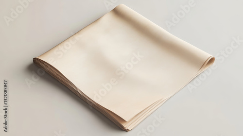 Newspaper mockup. Blank sheet of tabloid newsprint magazine folded in half. Paper realistic front and facing pages, open empty template. Daily press or mass media concept. Journal vector illustration