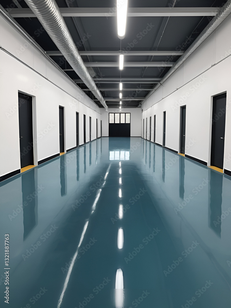 Fototapeta premium Seamless epoxy resin floor with a glossy finish, strong and smooth surface, durable and protective, perfect for decorative industrial applications